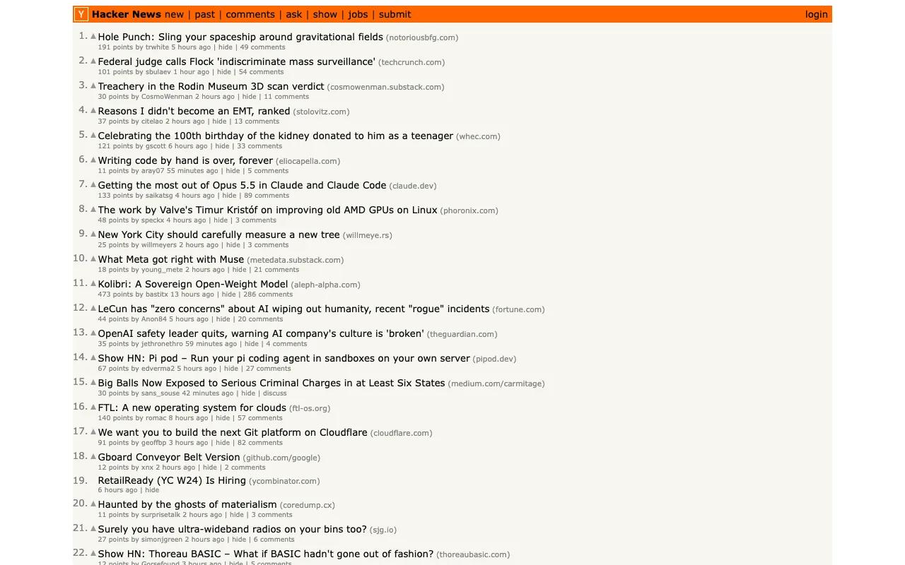 Small preview screenshot of news.ycombinator.com